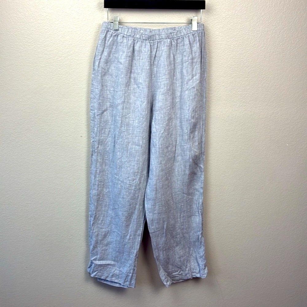bryn Walker Light Blue Wide Leg Linen Pants